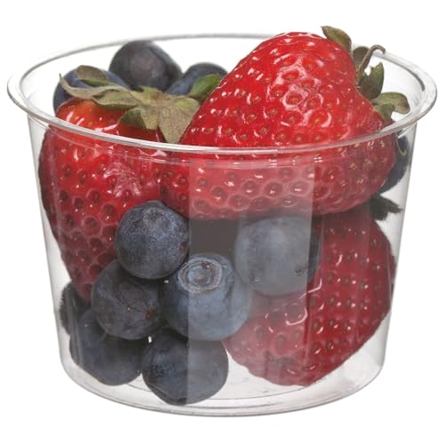 ECO PRODUCTS Compostable Clear PLA Plastic 4oz Portion Cups, Pack of 100, Round Cold Food Containers, Renewable Plant-Based, Lid Sold Separately, Disposable, ASTM Compliant, BPI-Certified