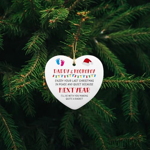 Daddy & Mommy Enjoy Your Last Christmas Ornament – Pregnancy Announcement Keepsake