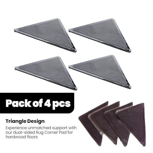 Reusable Non-Slip Rug Corner Pads for Hardwood Floors - 4 Pack