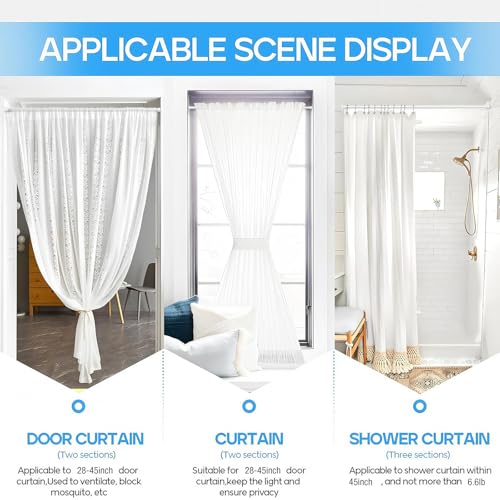 Adjustable Spring Tension Curtain Rod, 28-45 Inch No-Drill Steel Rod, White