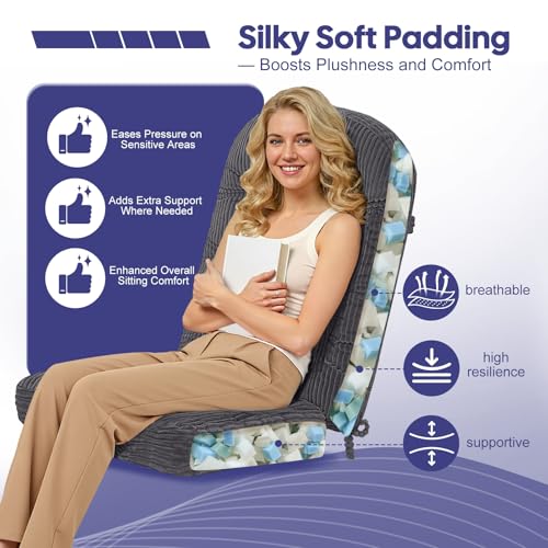 Rocking Chair Cushion Set, Corduroy Glider Rocker Pad with Non-Slip Back
