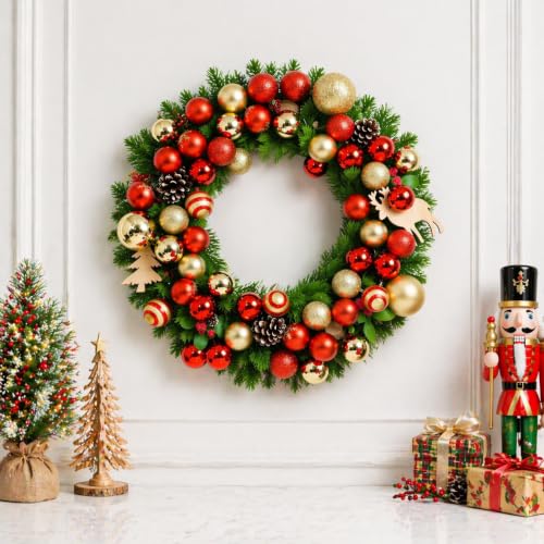 Red Shatterproof Christmas Ball Ornaments Set - 24 Pack 1.57" Xmas Tree Balls