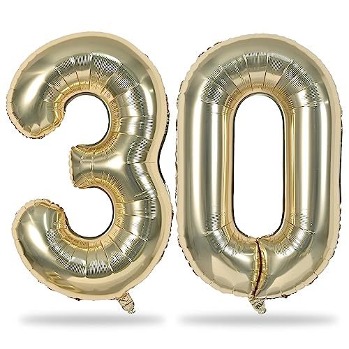 Champagne Gold Number 30 Balloons 40 Inch Foil Birthday Decorations