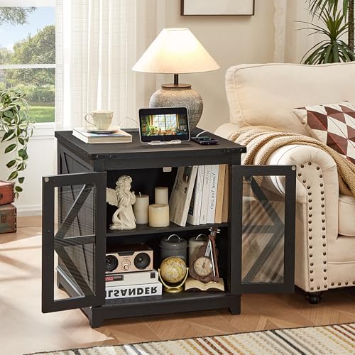 3-Piece Farmhouse Coffee Table Set with Hidden Storage and Barn Doors