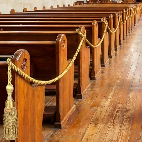 2-Pack 20ft Gold Weighted Church Pew Reservation Ropes with Tassels