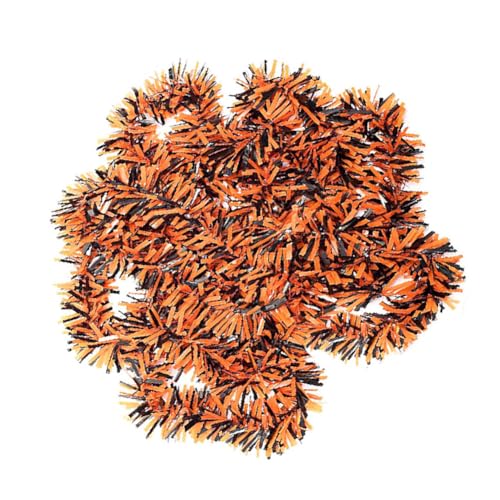 Halloween Metallic Tinsel Garland - 33ft Orange & Black Party Decor