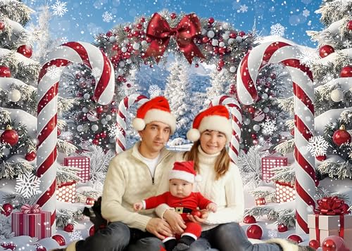 7x5ft Merry Christmas Candy Cane Backdrop for Photography, APDECCLK