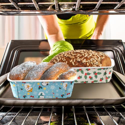 Maxcheck 40-Pack Christmas Disposable Bread Loaf Pans with Lids & Decorations