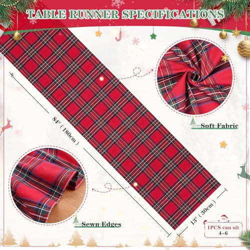2 Packs Red Buffalo Plaid Table Runners 13x84 Inch – Christmas Decor