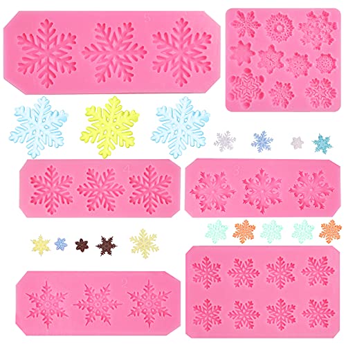 Rainmae Christmas 6 Pcs Snowflake Cake Mold Set - 3D Fondant & Chocolate Decorations, Winter Frozen Party Supplies, Variation 1
