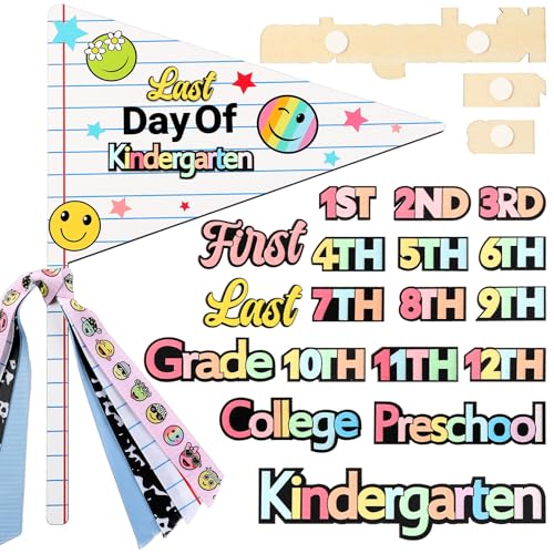 First & Last Day of School Wooden Flag Kit with Reusable Grade Stickers