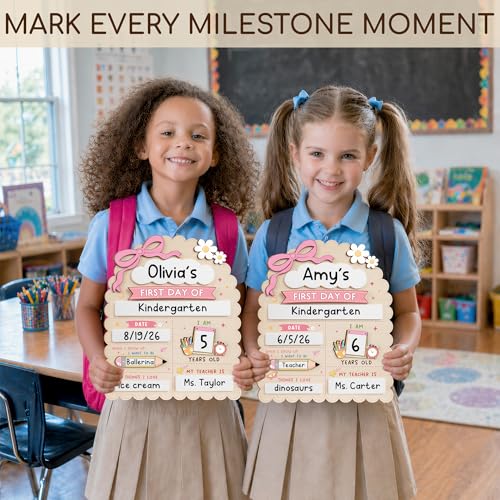 Reusable First and Last Day of School Sign - 12x10 Inch Chalkboard Board