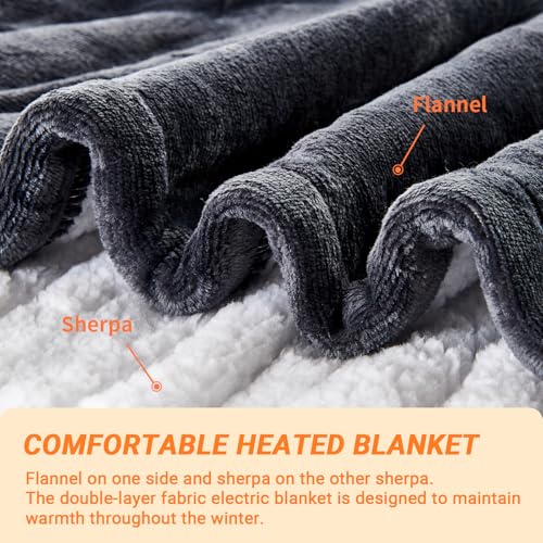 Heated Electric Blanket, Soft Flannel Sherpa 72"x84"