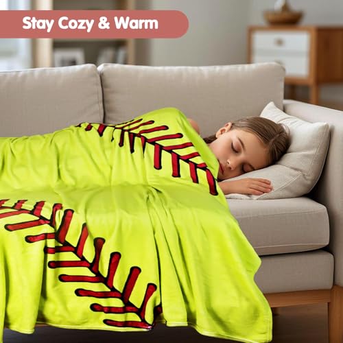 Wonfly Softball Throw Blanket for Boys Adults 60x80 in - Baseball Gifts