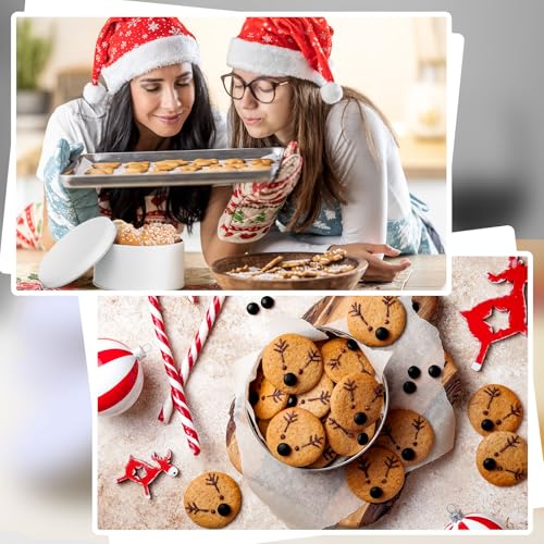 Hicarer 10 Pack White Cookie Tins with Lids - Round Metal Gift Storage Containers