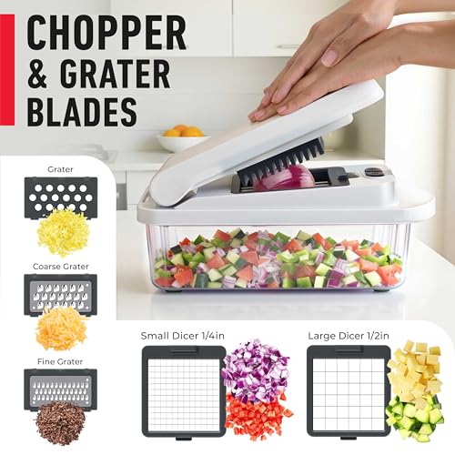 10-in-1 Vegetable Chopper and Mandoline Slicer with 8 Blades and Container