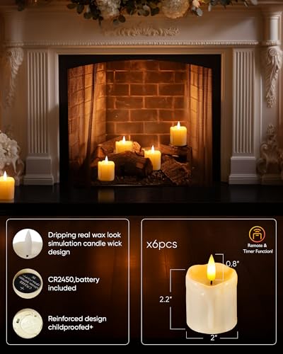 Homemory Ivory Shell 2x2in Flameless Votive Candles with Remote & 6 Pack