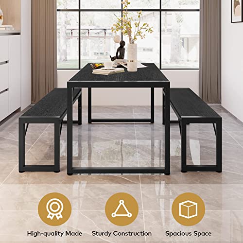 45.5-Inch Dining Table Set for 4 with 2 Benches, Space-Saving Kitchen Table
