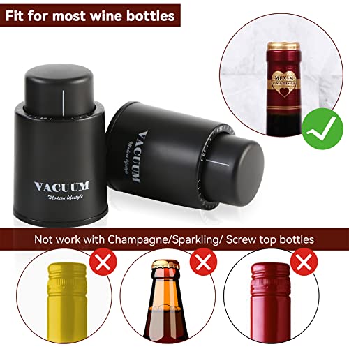 Vacuum Wine Bottle Stoppers 2-Pack - Reusable Leak-Proof Wine Preserver