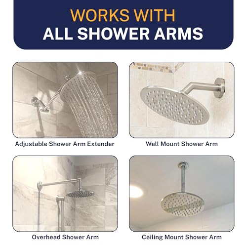 8-Inch Solid Metal Rainfall Shower Head, 2.5 GPM High Flow Chrome Finish