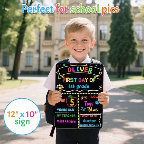 First and Last Day of School Sign Set with Chalk Markers - 2 Pack Reusable