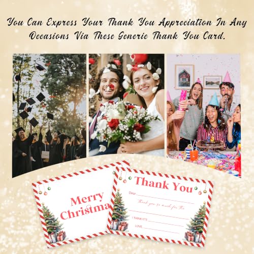 Christmas Tree Thank You Card Set with Envelope – Kids Holiday Greeting Cards, 20-Pack