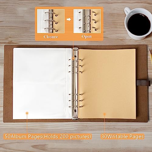 Genuine Leather 4x6 Photo Album - 300 Photo Capacity Refillable Binder