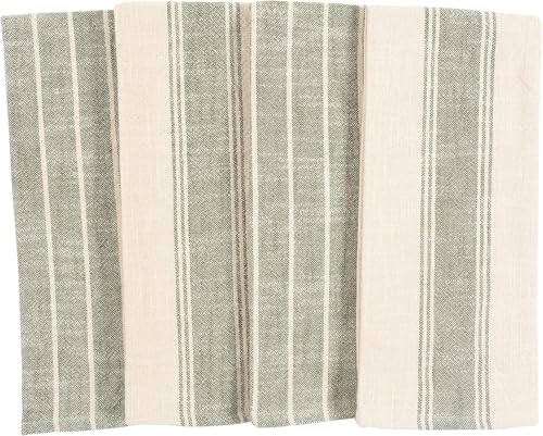 Rustic Farmhouse Cotton Kitchen Towels - 18 x 28 Inch, Set of 4, Olive