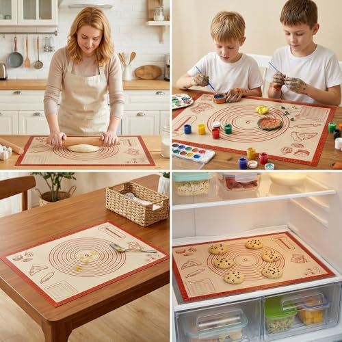 Extra Large Silicone Pastry Mat 28x20 Inch - Non-Stick Dough Rolling Mat