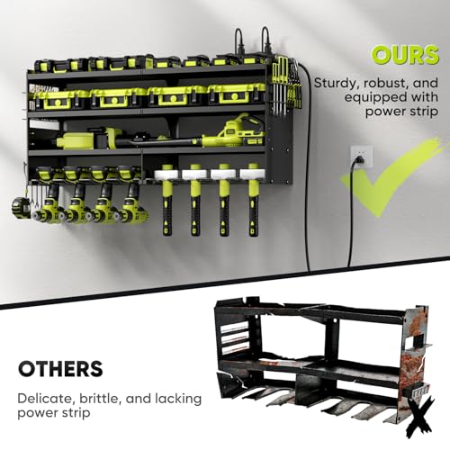 Heavy Duty Power Tool Organizer Wall Mount with Charging Station