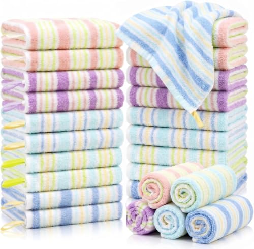20-Pack Cotton Washcloths, 10x10 Inch Soft Reusable Face Towels