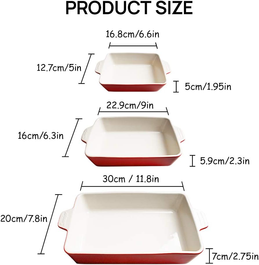 Sweejar Ceramic Bakeware Set - Rectangular Baking Dish for Lasagna & Cakes | 11.8 x 7.8 x 2.76 Inches (Navy)