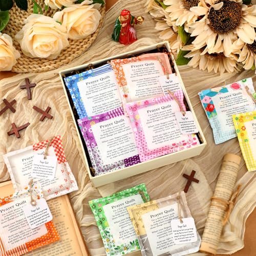 24 Pack Pocket Prayer Quilts with Cross - Inspirational Gifts