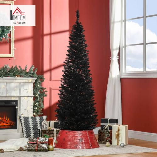 HOMCOM 6ft Artificial Pencil Christmas Tree with 390 Tips, Black
