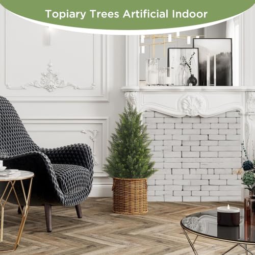 3ft Artificial Cedar Tree, Realistic Faux Potted Plant for Indoor & Outdoor