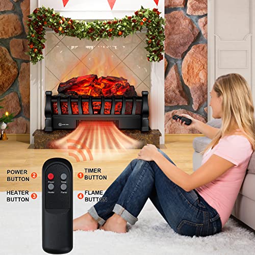 Electric Fireplace Logs Insert with Remote Control and Adjustable Heat