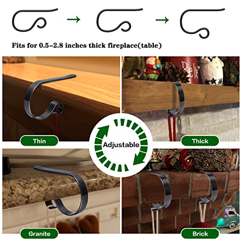 Scratch-Free Adjustable Christmas Stocking Holders for Mantle, Set of 4