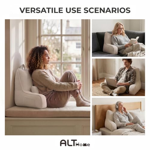 Reading Pillow with Arm Support & Lumbar Cushion - Beige Gray