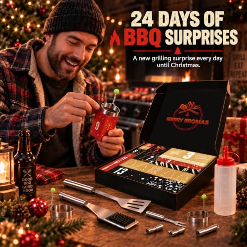 Kederwa BBQ Grilling Tools Advent Calendar 2026 – 24 Day Outdoor Grill Gift Set for Men