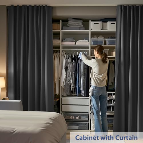 Ceiling Mounted Room Divider Curtain Set with Flexible Track, 8.3ft x 8ft