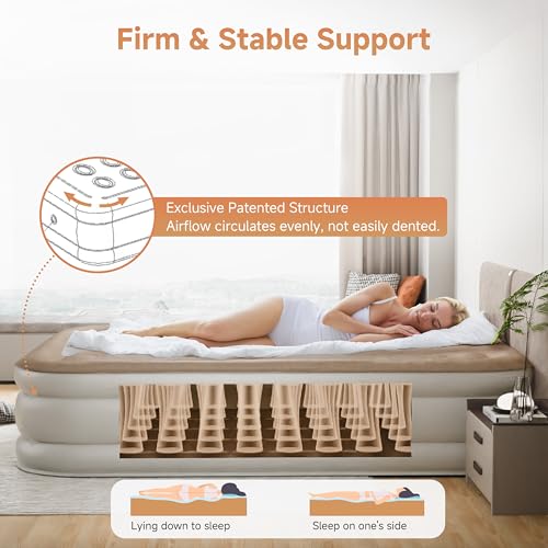 Full Air Mattress with Built-in Pump - 18" Raised Self-Inflating Bed with Bag