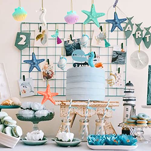 Resin Ocean-Themed Christmas Ornaments - 40 Pieces Sea Creatures Decor