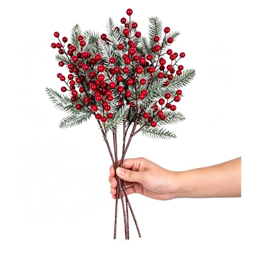 COTOSEY 4 Pack 20 Inch Artificial Christmas Red Berry Picks - Style A