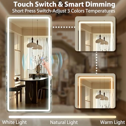 71x32 Inch Full Length LED Mirror, Dimmable Floor Standing & Wall Mounted