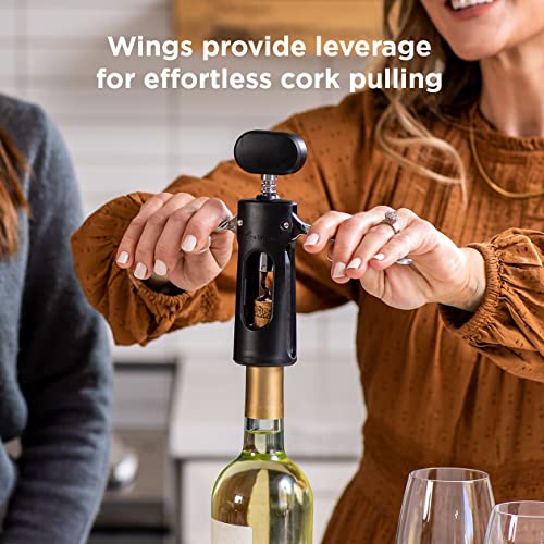 Rabbit Premium Wing Corkscrew & Bottle Opener, Black 2.36 x 1.97 x 7.68 in