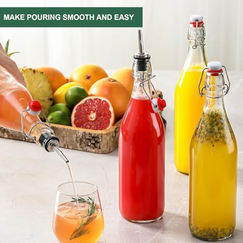 8 Pack 33 oz Swing Top Glass Bottles with Airtight Stopper Lids