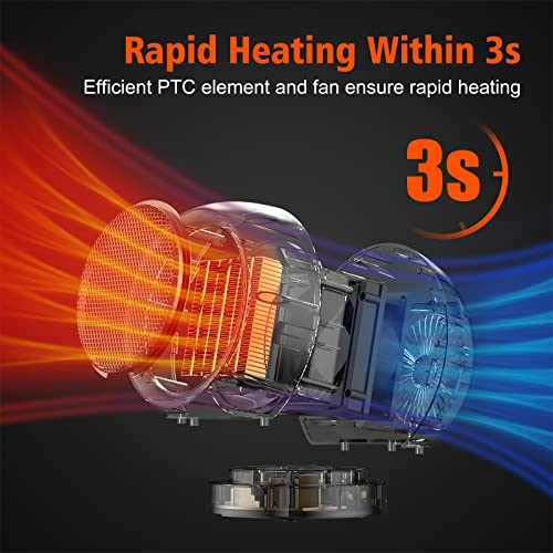 Portable PTC Ceramic Space Heater for Desktop, Bedroom and Office, Light Brown
