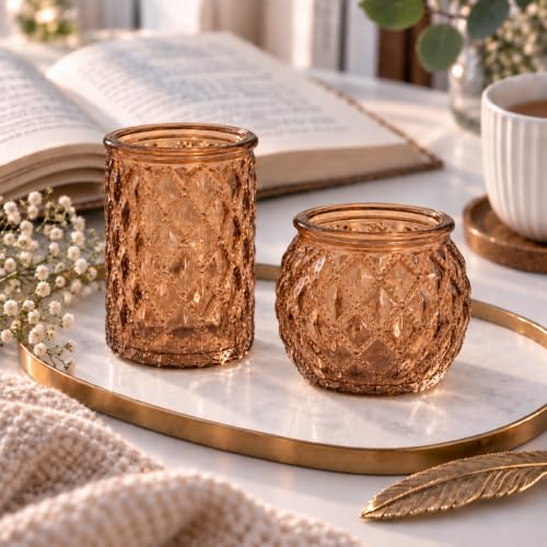 Amber 36-Pack Votive Candle Holders – Dual Shape Glass Tea Light Holders