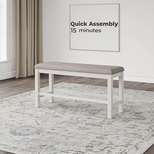 49-Inch Farmhouse Counter Height Dining Bench with Upholstered Seat