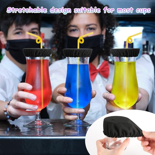 25pcs Elastic Drink Cover Scrunchies - Reusable Cup Protector for Parties